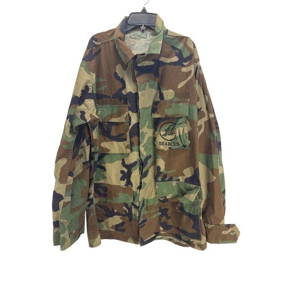 Seabees US Army Woodland Camo Field Jacket Cold Weather w/Liner M/L - Picture 2 of 8